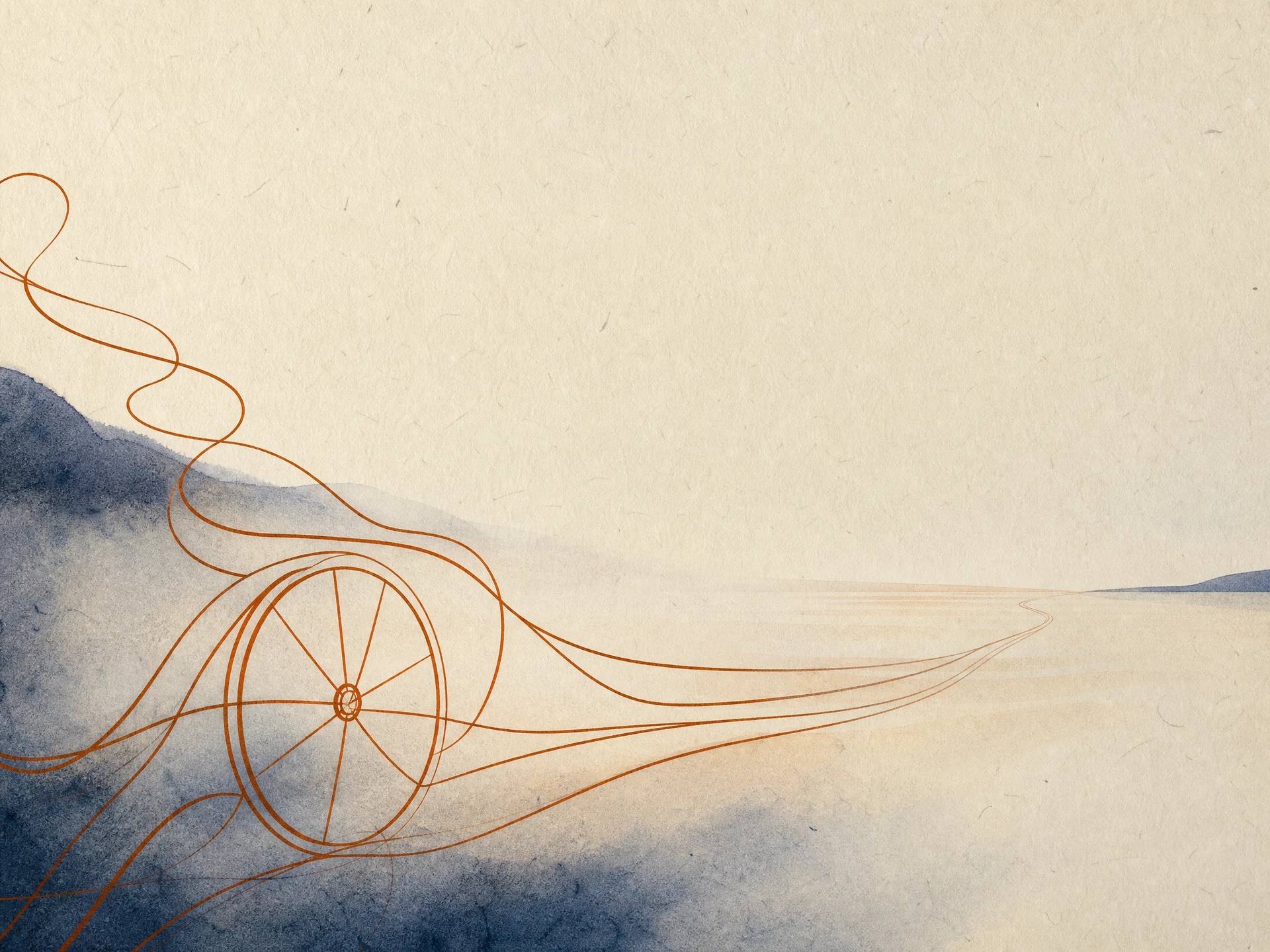 Abstract line art suggesting a road and reins